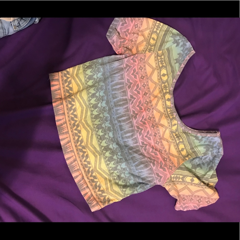 multicolored aztec crop top